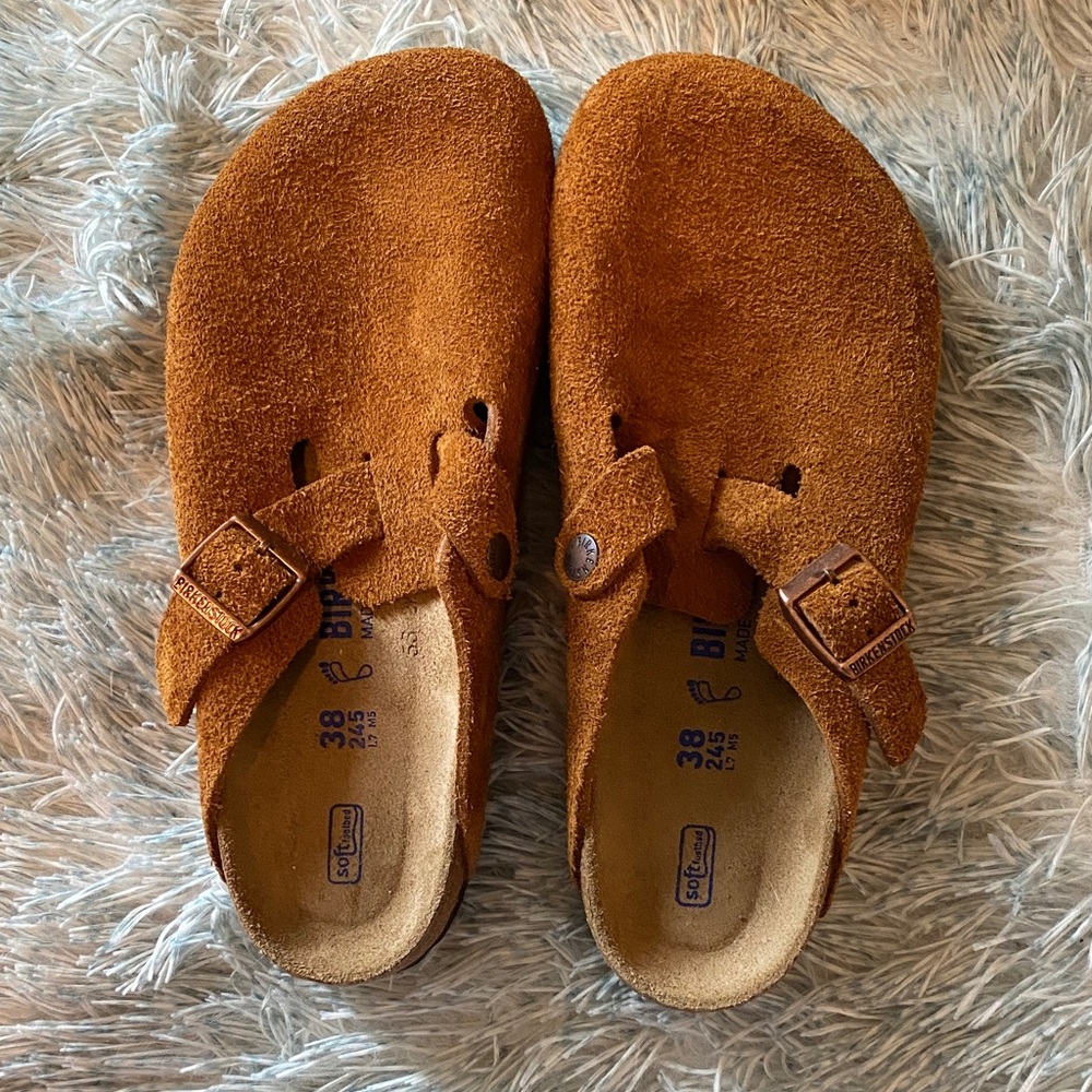 Birkenstock Boston Mink Suede Soft Footbed 38 Wide